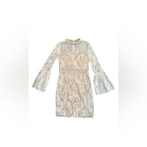 Bell Sleeved Lace Detail Dress